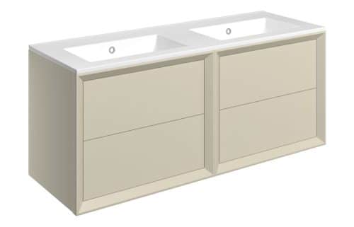 Wave 1210mm Wall Hung 4 Drawer Basin Unit & 0TH Thin Edge Basin - Matt Cotton