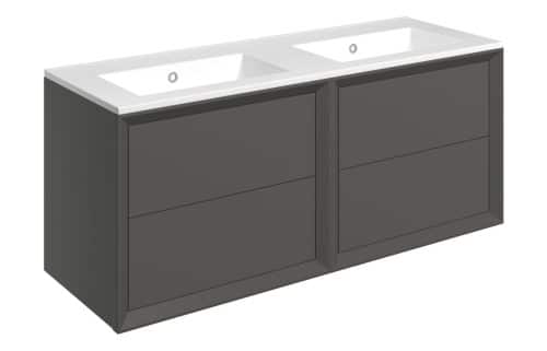 Wave 1210mm Wall Hung 4 Drawer Basin Unit & 0TH Thin Edge Basin - Matt Clay