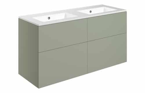Horseshoe Bend 1210mm Wall Hung 4 Drawer Basin Unit & 0TH Basin - Matt Olive Green