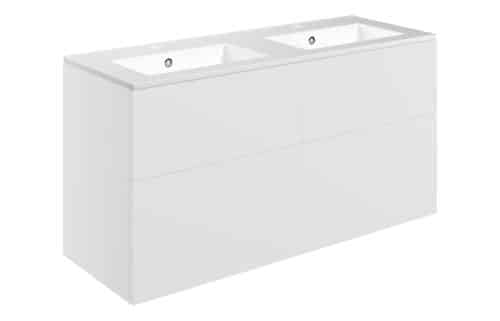 Horseshoe Bend 1210mm Wall Hung 4 Drawer Basin Unit & 2TH Basin - Matt White