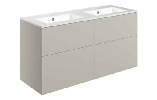 Horseshoe Bend 1210mm Wall Hung 4 Drawer Basin Unit & 2TH Basin - Matt Latte