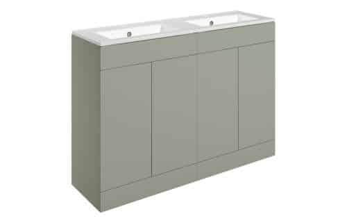 Horseshoe Bend 1210mm Floor Standing 4 Door Basin Unit & 2TH Basin - Matt Olive Green