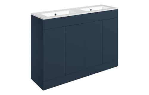 Horseshoe Bend 1210mm Floor Standing 4 Door Basin Unit & 2TH Basin - Matt Deep Blue