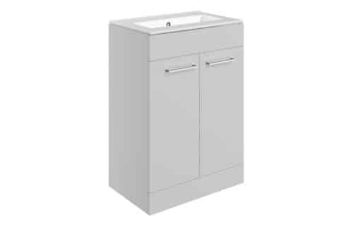 Moai 610mm Floor Standing 2 Door Basin Unit & 0TH Thin Edge Basin - Grey Gloss
