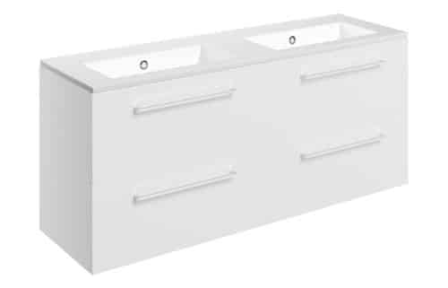 Moai 1210mm Wall Hung 4 Drawer Basin Unit & 0TH Thin Edge Basin - White Gloss