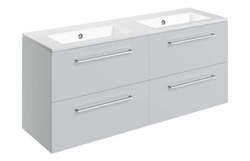 Moai 1210mm Wall Hung 4 Drawer Basin Unit & 0TH Thin Edge Basin - Grey Gloss