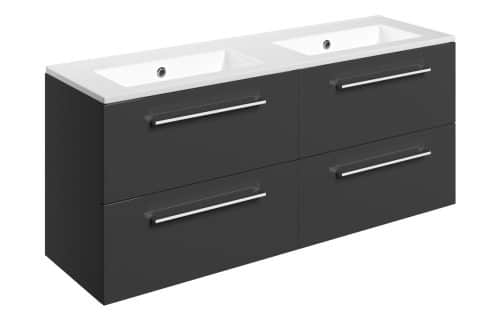 Moai 1210mm Wall Hung 4 Drawer Basin Unit & 0TH Thin Edge Basin - Anthracite Gloss