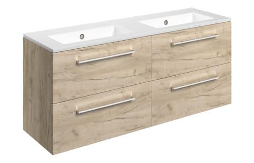Moai 1210mm Wall Hung 4 Drawer Basin Unit & 0TH Thin Edge Basin - Oak