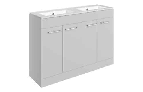 Moai 1210mm Floor Standing 4 Door Basin Unit & 0TH Thin Edge Basin - Grey Gloss