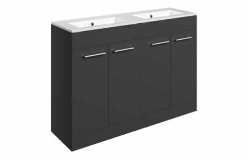 Moai 1210mm Floor Standing 4 Door Basin Unit & 0TH Thin Edge Basin - Anthracite Gloss