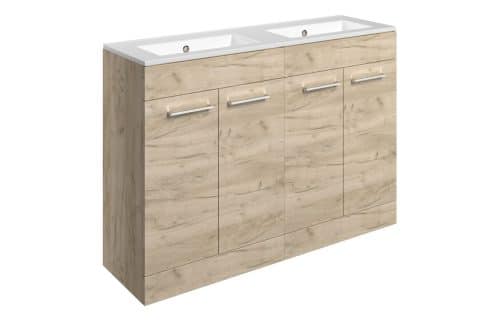 Moai 1210mm Floor Standing 4 Door Basin Unit & 0TH Thin Edge Basin - Oak