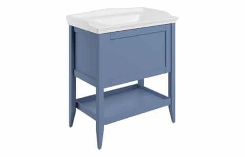 Gracie 800mm Floor Standing 1 Drawer Basin Unit w/Basin - Matt Misty Blue