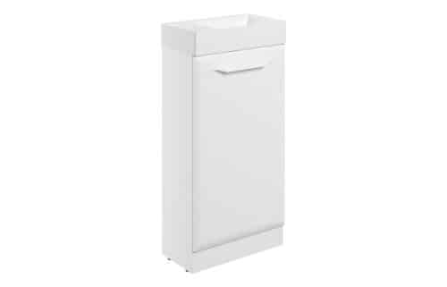 Penni 410mm Floor Standing 1 Door Cloakroom Basin Unit w/1TH Basin - Matt White