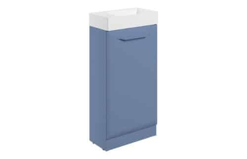 Penni 410mm Floor Standing 1 Door Cloakroom Basin Unit w/1TH Basin - Matt Misty Blue