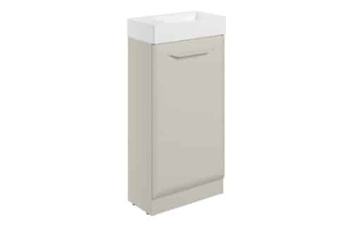 Penni 410mm Floor Standing 1 Door Cloakroom Basin Unit w/1TH Basin - Matt Latte
