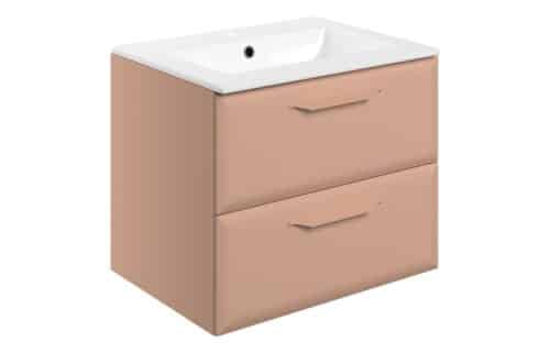 Penni 615mm Wall Hung 2 Drawer Basin Unit w/1TH Basin - Matt Apricot