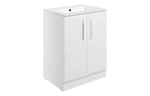 Penni 615mm Floor Standing 2 Door Basin Unit w/1TH Basin - Matt White