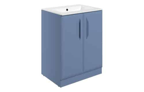Penni 615mm Floor Standing 2 Door Basin Unit w/1TH Basin - Matt Misty Blue