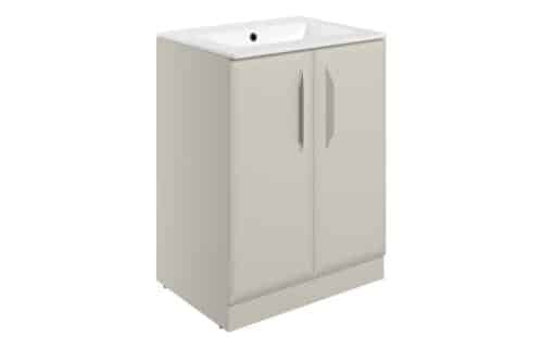 Penni 615mm Floor Standing 2 Door Basin Unit w/1TH Basin - Matt Latte