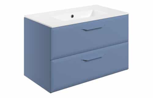 Penni 815mm Wall Hung 2 Drawer Basin Unit w/1TH Basin - Matt Misty Blue