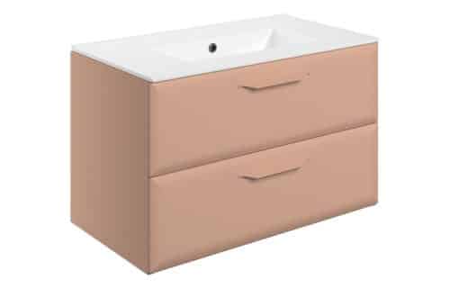 Penni 815mm Wall Hung 2 Drawer Basin Unit w/1TH Basin - Matt Apricot