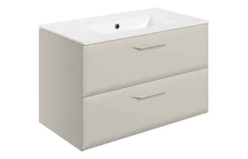 Penni 815mm Wall Hung 2 Drawer Basin Unit w/1TH Basin - Matt Latte