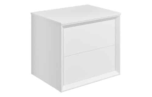 Wave 610mm Wall Hung 2 Drawer Basin Unit & Top - Matt White