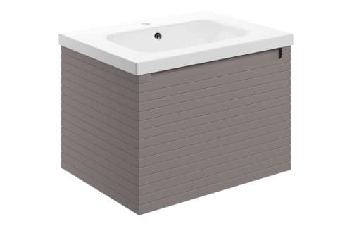Old Harry 615mm Wall Hung 1 Drawer Basin Unit & 1TH Basin - Matt Taupe