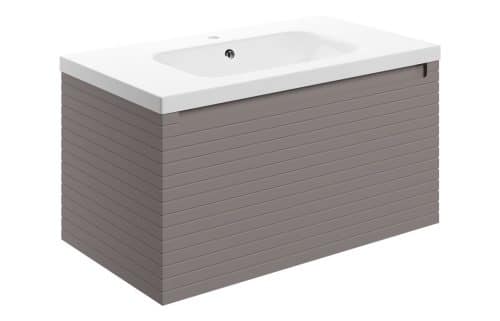 Old Harry 815mm Wall Hung 1 Drawer Basin Unit & 1TH Basin - Matt Taupe