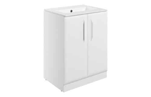 Penni 615mm Floor Standing 2 Door Basin Unit w/0TH Basin - Matt White