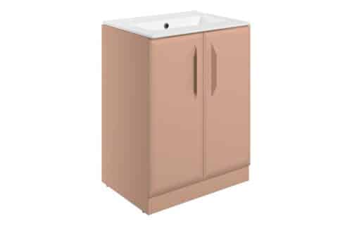 Penni 615mm Floor Standing 2 Door Basin Unit w/0TH Basin - Matt Apricot