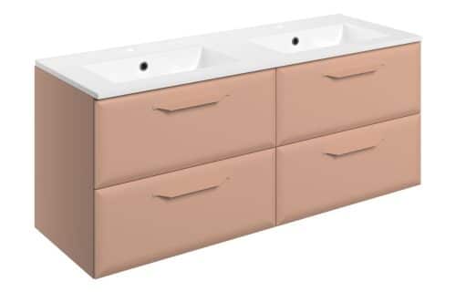Penni 1210mm Wall Hung 4 Drawer Basin Unit w/2TH Basin - Matt Apricot