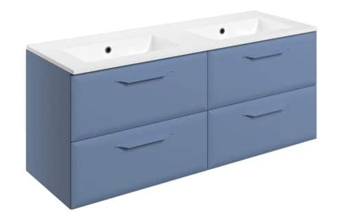 Penni 1210mm Wall Hung 4 Drawer Basin Unit w/0TH Basin - Matt Misty Blue