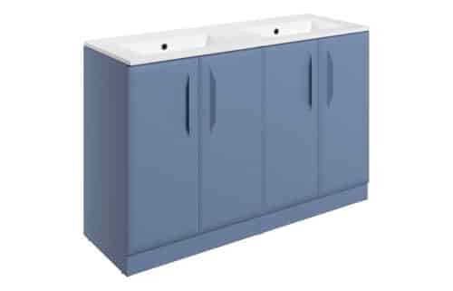 Penni 1210mm Floor Standing 4 Door Basin Unit w/0TH Basin - Matt Misty Blue