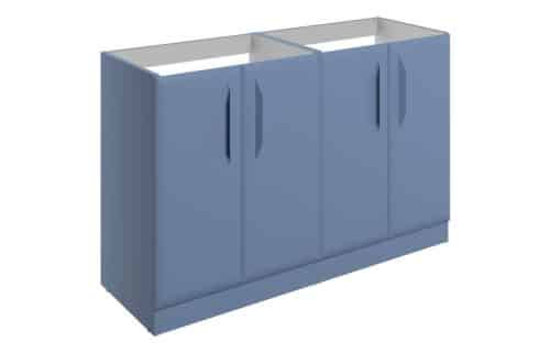 Penni 1200mm Floor Standing 4 Door Basin Unit (No Top) - Matt Misty Blue
