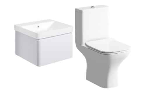 Danube 500mm Basin Unit & Rimless Close Coupled WC Pack - Matt White