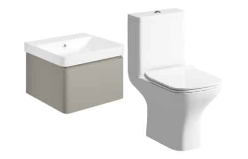 Danube 500mm Basin Unit & Rimless Close Coupled WC Pack - Matt Latte