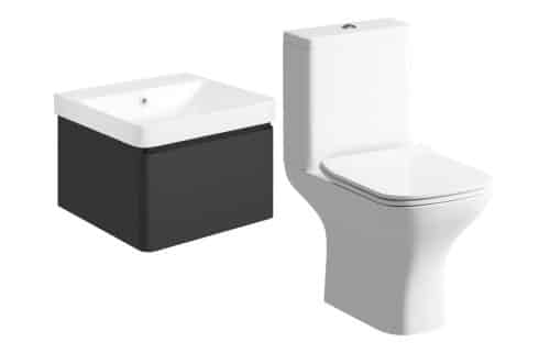 Danube 500mm Basin Unit & Rimless Close Coupled WC Pack - Matt Black