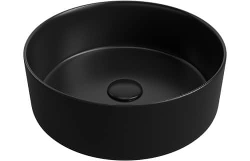 Kwando 355mm Ceramic Round Washbowl & Waste - Matt Black