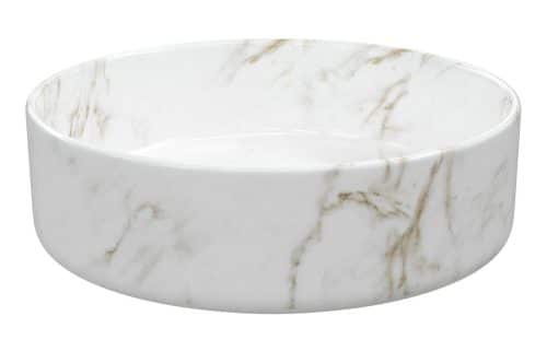Kwando 355mm Ceramic Round Washbowl & Waste - Marble Effect
