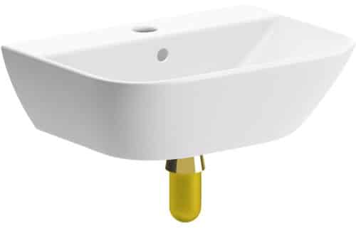 Lawrence 450x320mm 1TH Cloakroom Basin & Brushed Brass Bottle Trap