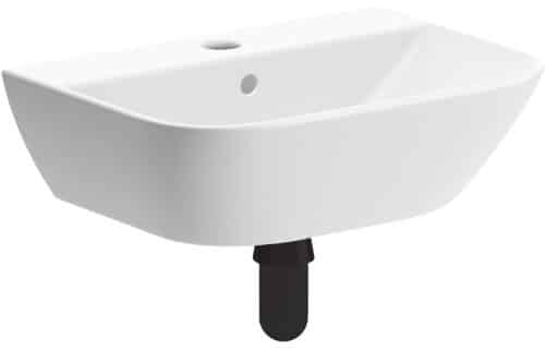 Lawrence 450x320mm 1TH Cloakroom Basin & Black Bottle Trap