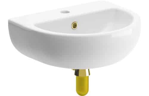 Arkansas 450x400mm 1TH Cloakroom Basin & Brushed Brass Bottle Trap