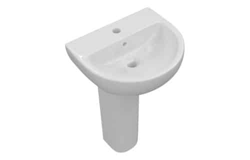 Arkansas 450x400mm 1TH Basin & Full Pedestal