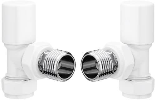 Patterned White Radiator Valves - Angled
