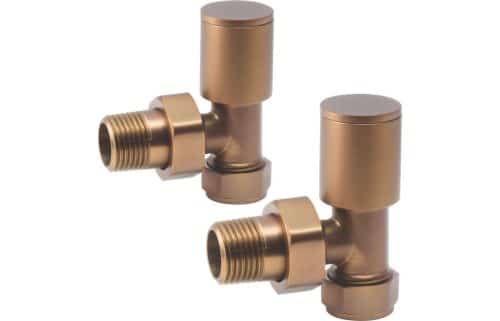 Patterned Brushed Bronze Radiator Valves - Angled