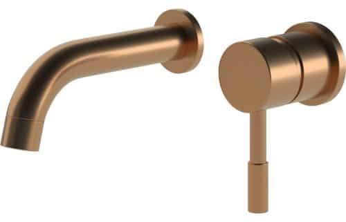 Monnow 155mm Wall Mounted Basin Mixer - Brushed Bronze