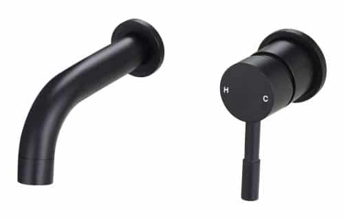 Monnow 155mm Wall Mounted Basin Mixer - Matt Black