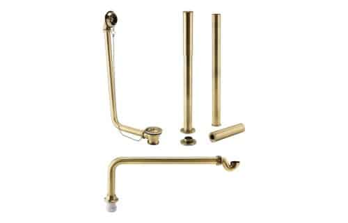 Exposed Bath Plug & Chain Waste w/Pipe Shrouds - Brushed Brass