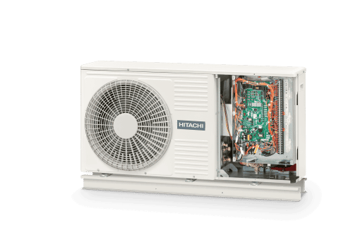 RASM 2 3VRE Right opened step 2 Hitachi Heatpump for Heating & Hot Water & Standard Heat Pump Unvented Cylinder